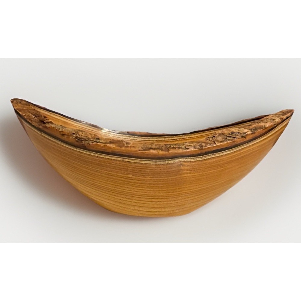 Peter Petrochko Hand Carved Caralpa Wood Bowl 13" Beautiful Live Edge USA /95